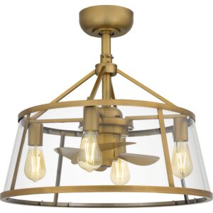 Quoizel Four Light Fandelier Barlow in Weathered Brass