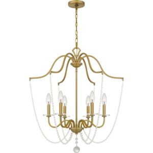 Quoizel Six Light Chandelier Sunday in Aged Brass