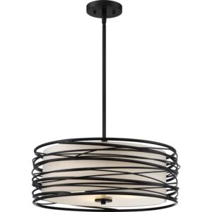 Quoizel Spiral 3 Light 20 Inch Pendant Light in Mystic Black