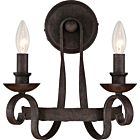 Noble 2-Light Wall Sconce in Rustic Black