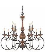 Quoizel Auburn 12 Light 31 Inch Traditional Chandelier in Rustic Black