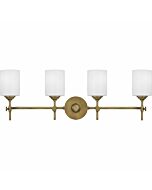 Quoizel Aria 4 Light 31 Inch Bathroom Vanity Light in Weathered Brass