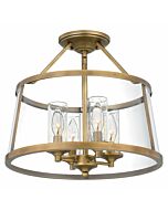 Quoizel Four Light SemiFlush Mount Barlow in Weathered Brass