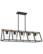 Quoizel Five Light Linear Chandelier Brockton in Grey Ash