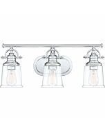 Quoizel Grant 3 Light 10 Inch Bathroom Vanity Light in Polished Chrome