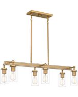 Quoizel Six Light Island Chandelier Kelleher in Nouveau Painted Weathered Brass