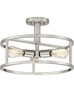 Quoizel New Harbor 15 Inch 3 Light Semi Flush Mount in Brushed Nickel