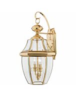 Quoizel Newbury 2 Light 11 Inch Outdoor Wall Lantern in Polished Brass