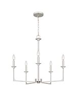 Quoizel Five Light Chandelier Prescott in Brushed Nickel